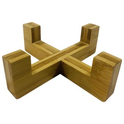 China Single Multicolor Dog Bowl Holder Made of Natural Bamboo Add Bowl 7.5cm Height for Outdoor for sale