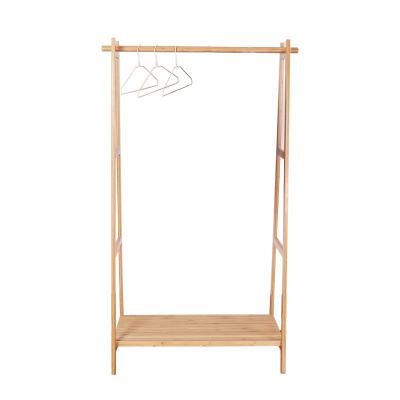 China Non-folding Rack Modern Design Bedroom Clothes Organizer Strong Bamboo Clothes Rack for sale