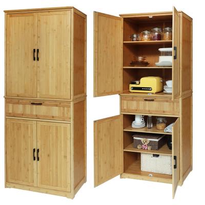 China CE Certified Sustainable Bamboo Kitchen Cabinets Pantry With Drawer for sale