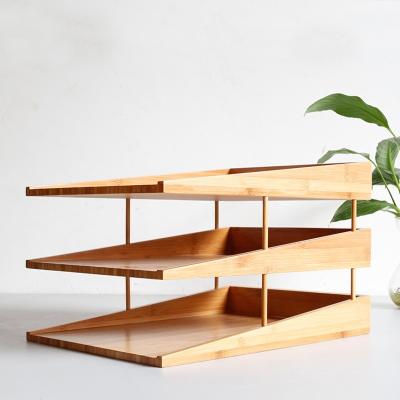 Cina 34x25x6cm Bamboo File Tray impilabile Multilayer Desktop Storage Organizer per ufficio in vendita