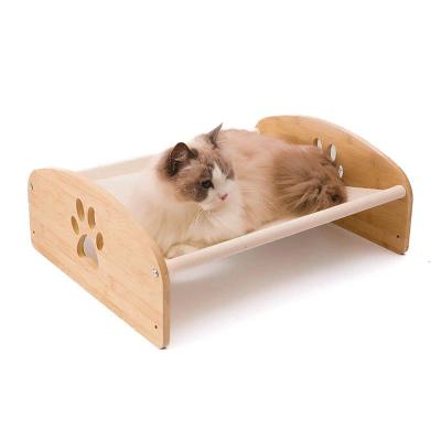 China Bamboo Wooden Dog Bed Frame Platform Oxford Cloth ODM for sale