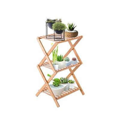 China Platzsparende 3-Ebenen-Bamboo-Blumenkrug-Rückhalter-Planter-Display-Organisator 34x34x97cm zu verkaufen