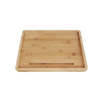 China Estante de mesa de bambú junto a la cama con porta tabletas para teléfonos móviles y otros dispositivos de almacenamiento en el hogar en venta