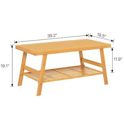 China 50x100x48.5cm Bambus Doppelstufkaffeetafel mit offenem Regal für das Wohnzimmer zu verkaufen