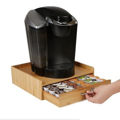 China Sustainable Bamboo Coffee Capsule Tea Storage Boxes with Drawer Eco-Friendly Choice for sale