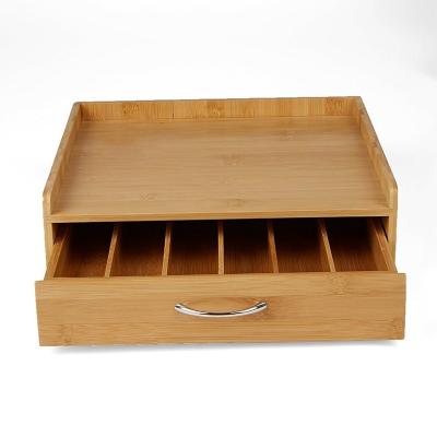 중국 Natural Bamboo Tea Box and Tray Serving Tray Storage with Bag Organizer Drawer 현대적인 배구 조직기 판매용