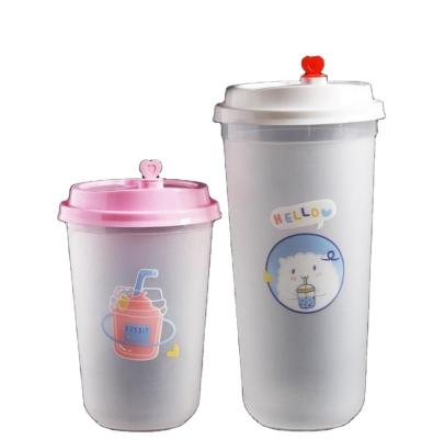 China Custom Disposable 16oz/22oz Cold Drink U Shape Thick Boba Tea Bubble Injection PP Plastic Cups for sale