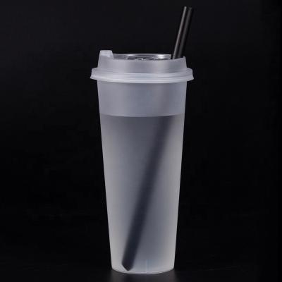 China China Factory Supply Sale 700ml Eco-friendly Hot Disposable Gel Bubble Tea Plastic Cup With Dome Lid Flat Lid For Cold Iced Drinks for sale