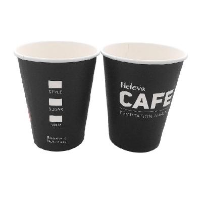 China Wal Black Disposable Paper Cups Double Disposable Coffee Cup 8oz/12oz/16oz Disposable Paper Cup for sale