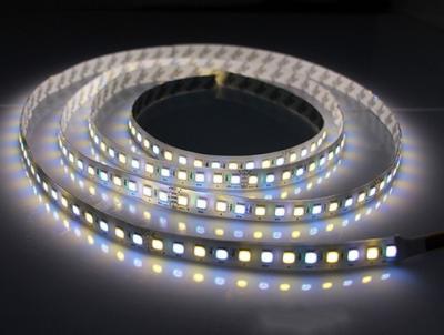 China 5050 SMD 96LEDs/m 24V CCT Tunable White Dual White CW+WW LED Strip color temperature adjustable for sale