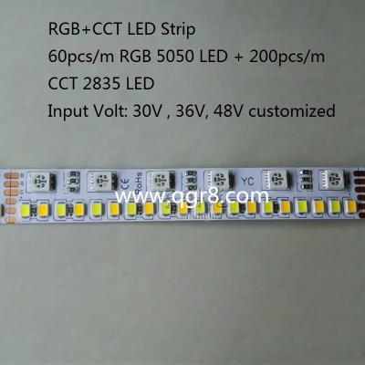 China 30V 36V 48V RGB+CCT LED Strip  5050 RGB + 2835 Tunable White Dual White CW+WW LED Strip for sale