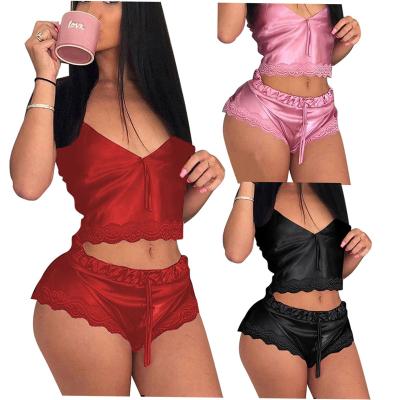 China J-434 QUICK DRY 2022 sexy plus size womens sleepwear two piece lingerie sets womens pajama shorts sets 2 piece sleepwear womens pajamas for sale