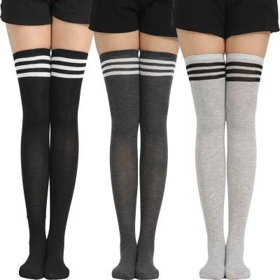 China Women TY-0992 QUICK DRY Over The Knee Socks Black White Striped Lady High Socks Long Sexy Plus Size Thigh High Cotton Socks For Girl for sale