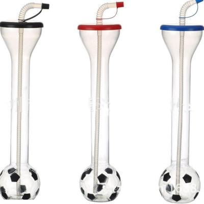 China Sustainable sport soccer ball shaped reusable water bottle juce drinking water kettle with long neck for sale