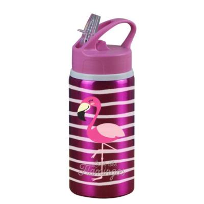 China Hotsale viable portable kids aluminum water bottle with single wall sipper flip straw for sale