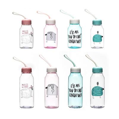 China Viable Cute Clear Plastic Water Bottle With Silicone Handle On Lid Direct Drinking BPA Free for sale