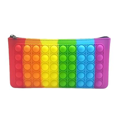 China Schools & Office New Rainbow 5 Colors Stationery Silicone Pencil Case Creative Pop Silicone Box for sale