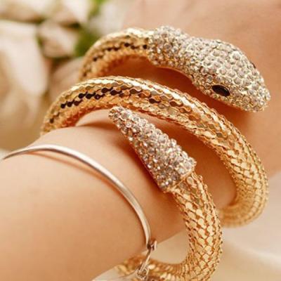 China Punk bangles and decorated bangles snake fashion punk Diamond Snake Bangle Extended ARM Bangle Bracelet for sale