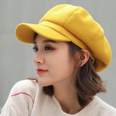 China 2021 COMMON Wool Octagonal Hat Autumn And Winter Kids Thickened Retro Painter Thermal Hat Couple Beret Warm Hat for sale