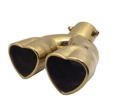 China Automotive Exhaust System Automotive Exhaust System Exhaust dual tip Factory Manufacture Heart Shape 304stainless for Universal car muffler tail pipes modify for sale