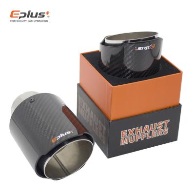 China EPLUS Car Glossy Carbon Fiber Muffler Tip Exhaust System Pipe Mufflers Nozzle Universal Straight Stainless Silver For Akrapovic 48 51 54 57 60 63 67 70 73 77 80 MM 48 51 54 57 60 63 67 70 73 77 80 MM for sale