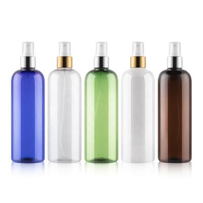 China 500ml PET Cosmetic Empty Bottle With Transparent White Amber Spray Bottle Fine Mist Aluminum Sprayer For Skin Care Cosmetic Packaging for sale