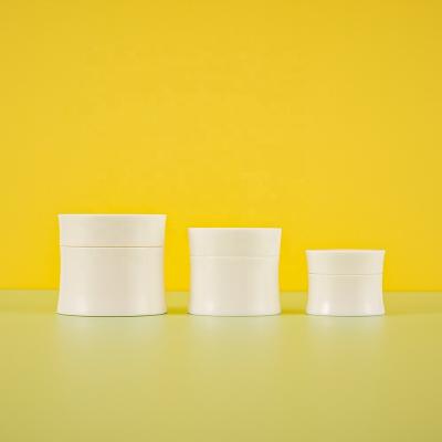 China 15g 30g 50g Cosmetic Shape PP Empty White Cream Plastic Jar Tower Jar Cosmetic Container for sale