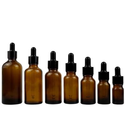 China Wholesale Amber Essential Oil Bottle 5ml 10ml 15ml 20ml 30ml 50ml 100ml Cosmetic Glass Bottle With Dropper Glass Pipette for sale