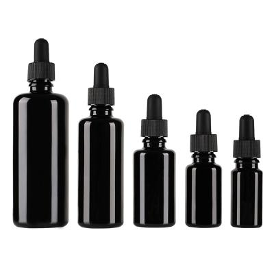 China Wholesale 5ml 10ml 15ml 20ml 30ml 50ml 100ml Essential Oil Bottles Cosmetic Glass Factory Made Black Bottle With Dropper Glass Pipette for sale