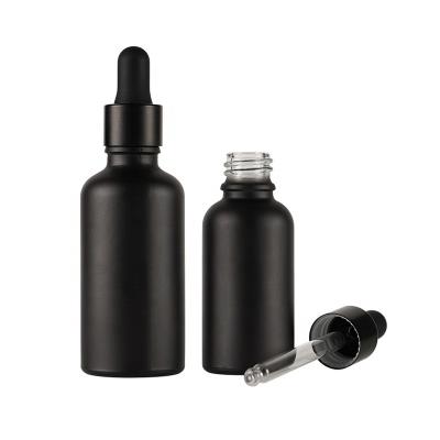 China Factory Made Wholesale 5ml 10ml 15ml 20ml 30ml 50ml 100ml Matte Black Essential Oil Bottle Glass Cosmetic Bottle With Dropper for sale