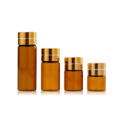 China Wholesale Cosmetic 1ml 2ml 3ml 5ml 10ml Amber Mini Small Glass Vials with Alumina Screw Cap Essential Oil Serum Sample Bottle Vials for sale