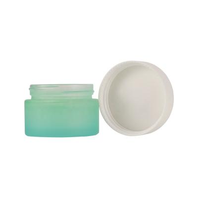 China Wholesale Cosmetic 5/10/15/20/25/30/50/60/100g Frosted Colored Glass Cream Jar With White Lid PP Cosmetic Containers for sale