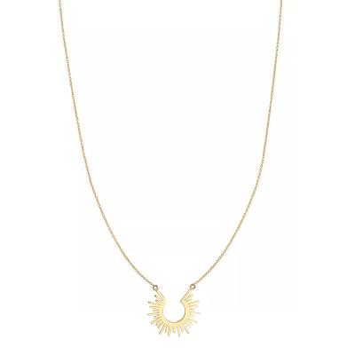 China TRENDY 18K Gold Plated Stainless Steel Fashion Jewelry Simple Sun And Star Short Pendant Necklace Women for sale