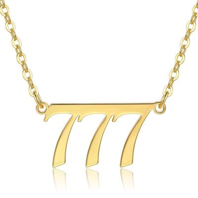 China FASHIONABLE Gold Letter Necklace Number Meaning Angel Number Necklace Old English Fine Jewelry Necklaces for sale