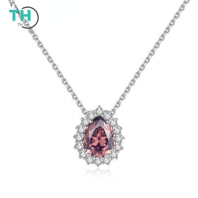 China Romantic Women Diamond Clavicle Chain European and American Fashion 925 Sterling Silver Gemstone Necklace for sale