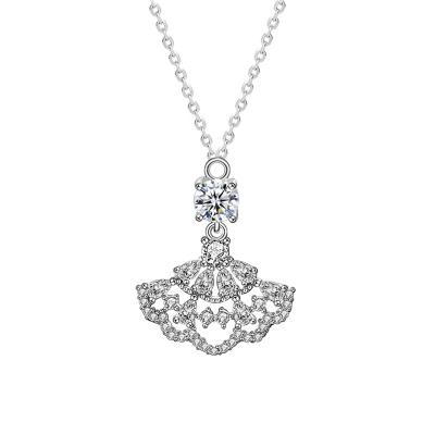 China Romantic 925 Sterling Silver Diamond Niche Design Jewelry Moissanite Skirt Helix Shaped Pendant Necklace for sale