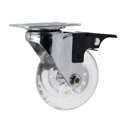 China High Quality Low Noise 1 Inch 2 Inch 3 Inch Non-Slip Swivel PU Transparent Caster For Furniture for sale