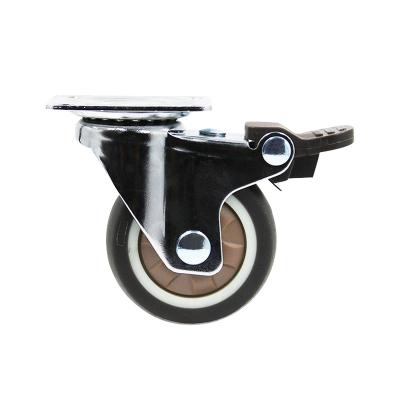 China Amazon Low Noise Hot Selling 1 1.25 1.5 2 Inch Mute Black Rubber Industrial Caster Wheel With Brake for sale