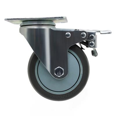 China Low Noise Hot Selling Wheel Rubber Caster 2.5 Inch 3 Inch 4 Inch 5 Inch Medium Industrial Caster Wheels With Brake for sale