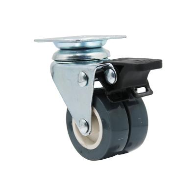 China Good Quality Low Noise 2 Inch Universal Medical Furniture Double Swivel Wheels Caster With Brake for sale