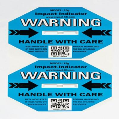 China Barcode Shock Cautions Product A Package Impact Shock Indicator And Tilt Label Sticker For Packing Box for sale