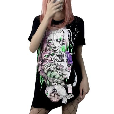 China Anti-wrinkle new Korean FB T-shirt female loose graffiti cartoon printing INS students shorts sleeves women's plain T-shirt for sale