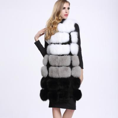 China Manufacturer Wholesale Imitation Fox Fur Grass Coat Anti-wrinkle Invest Female Multicolor Long Coat Fashion Splice Vest Thickened Wet Coat for sale