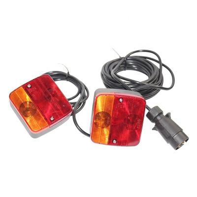 China Used Trailer Truck Amber / Red Square Shape 12V Trailer Light Kit Trailer Lamp Set With Cable Trailer Parts for sale