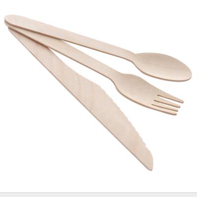 China China Disposable Wooden Cutlery Set Biodegradable Wooden Utensils Eco Friendly Compostable Cutlery Spoon Forks Knives Fruit Forks zu verkaufen