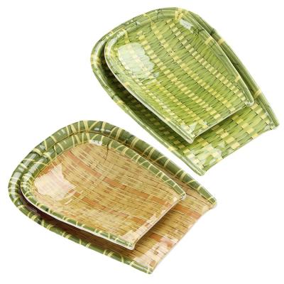 China Round Food Tray Supermarket Tray Bread Fruit Basket Storage Sustainable Imitation Bamboo Woven Air Bamboo Sieve Dry Dustpan for sale