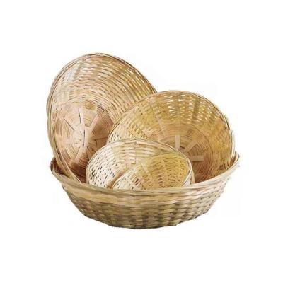 China China Sustainable Supplier Wholesale Handmade Round Bamboo Food Egg Vegetable Storage Basket zu verkaufen