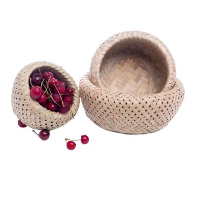 China Wholesale Color Eco-Friendly Natural Handwork Woven Storage Bamboo Fruit Basket From China for sale