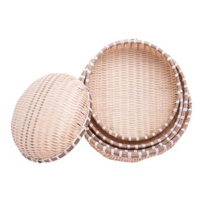 China China Wholesale Cheap Handmade Round Bread Bamboo Fruit Basket zu verkaufen