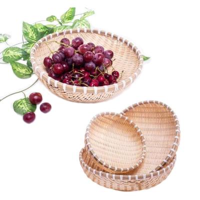 China China Amazon Hot Sale Handmade Bamboo Picnic Food Fruit Kitchen Tray Basket for sale